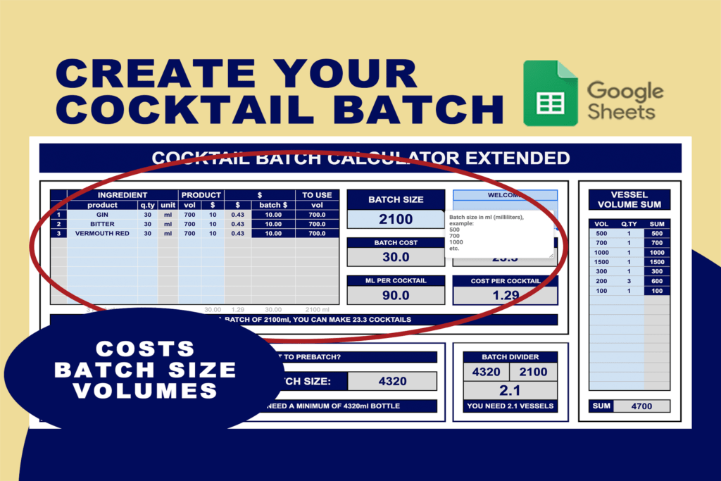 COCKTAIL BATCH CALCULATOR EXTENDED