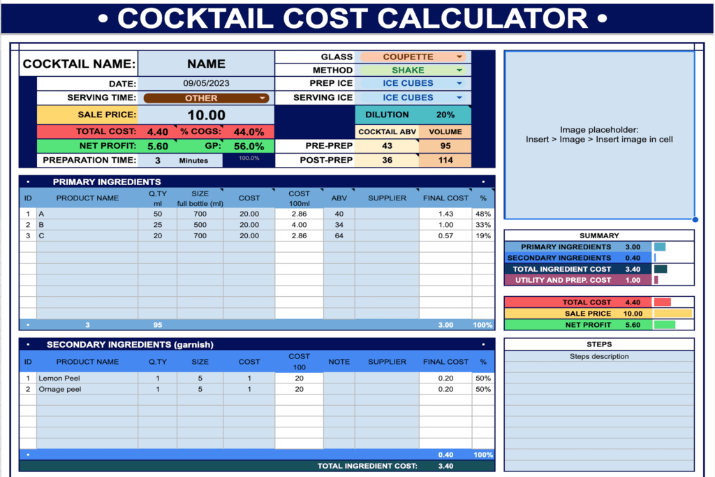 COCKTAIL COST CALCULATOR