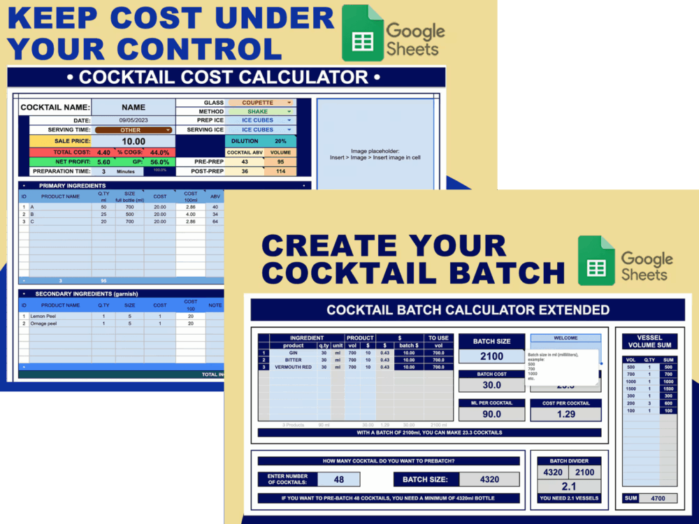 Bundle - Cocktail Batch Calculator + Cocktail Batch Calculator – Extended